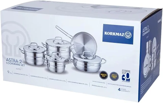 سرویس قابلمه 9 پارچه کرکماز، مدل های آلفا و آستارا | Korkmaz pot service